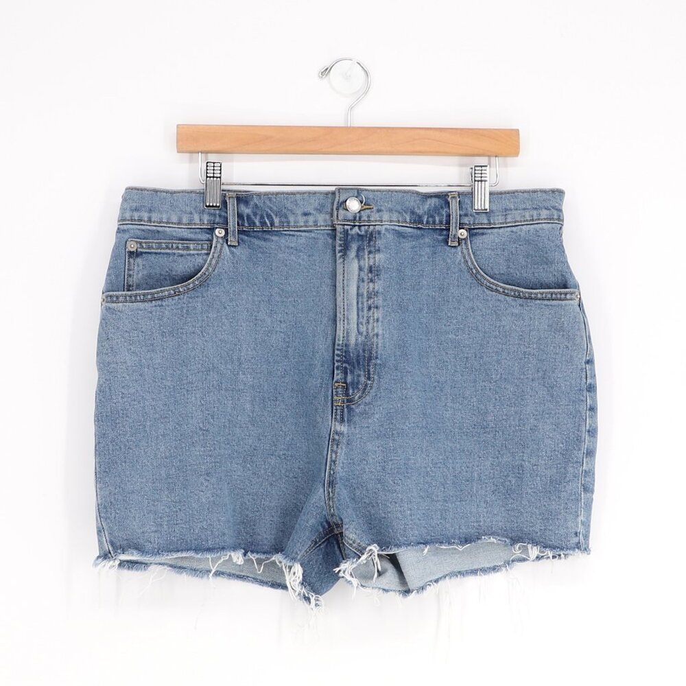 EVERLANE The Way-High Denim Short Raw Hem Light Wash Size 33